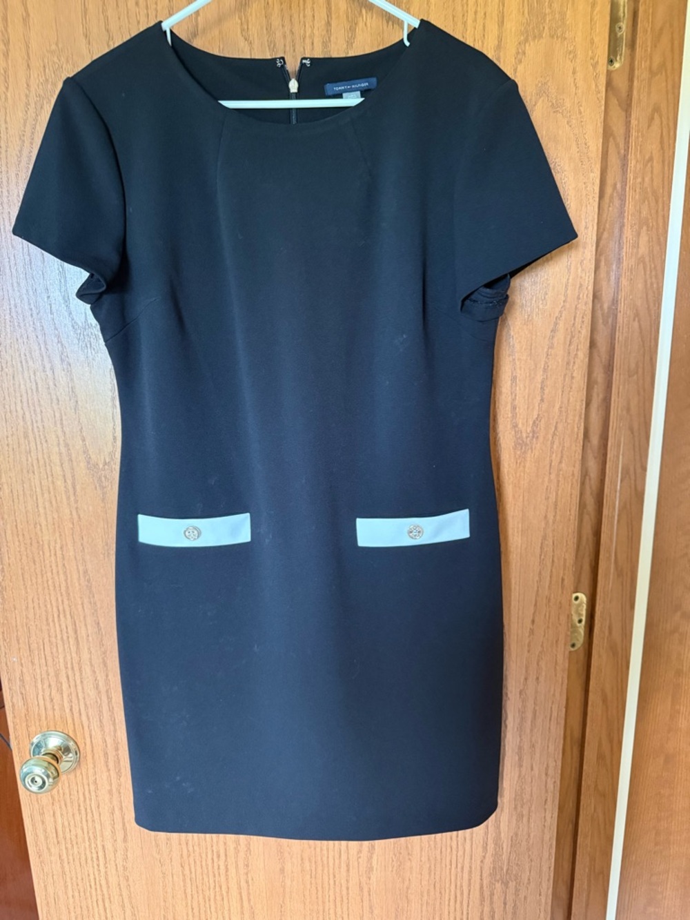 Tommy Hilfiger Black Mini Dress with White Pocket Tabs